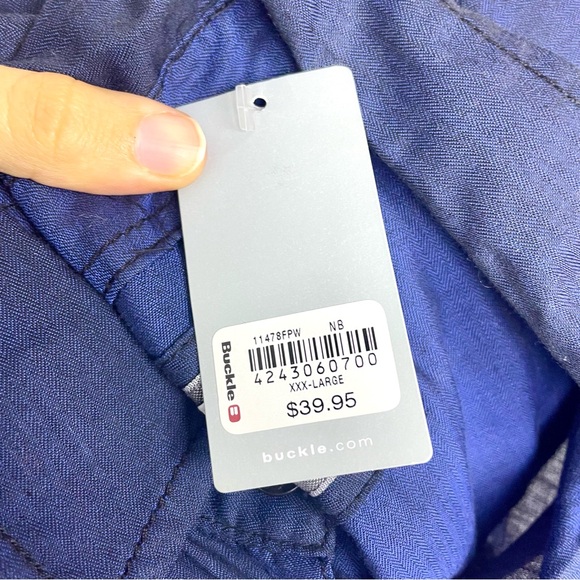 NWT BKE Buckle Easy Care Casual Navy Blue Button Down Shirt Mens XXXL 3XL Work - Picture 2 of 12